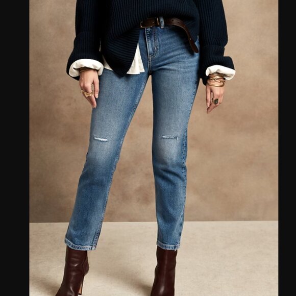 Banana Republic High Rise Straight Ankle Jeans Size 32/14 NWT - Picture 1 of 7